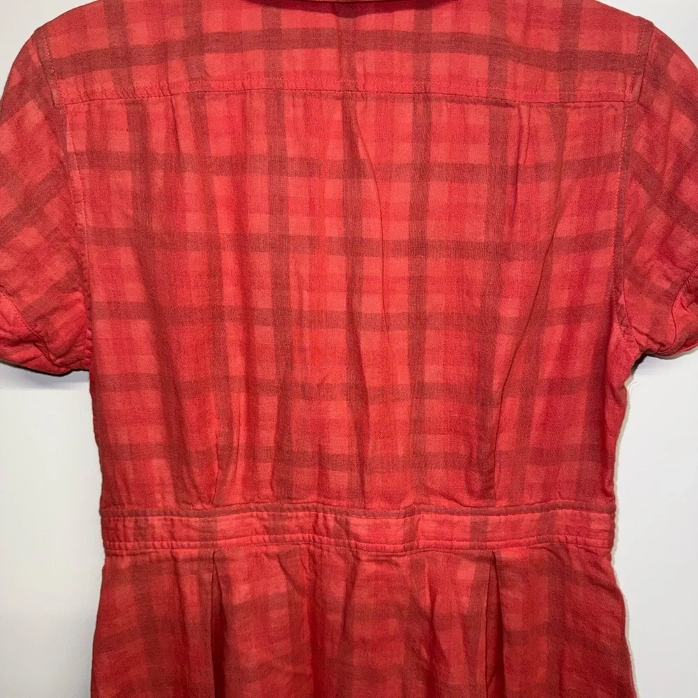 Fossil 100% Cotton Orange and Black Plaid Dress - Picture 7 of 9